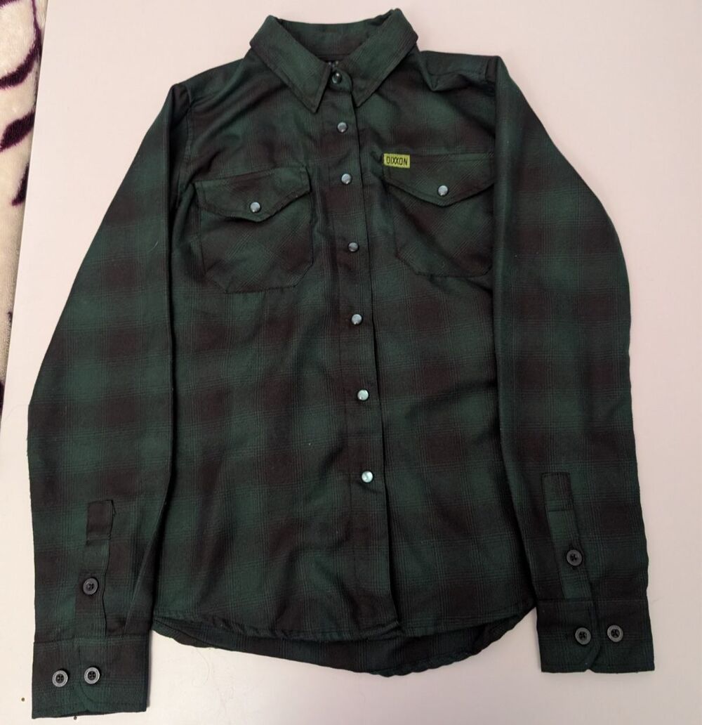 Dixxon Flannel Co Absinthe Heritage Flannel Shirt Green Plaid Womens S D-Tech